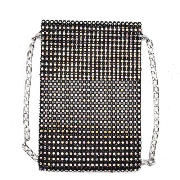 AIBEARTY Rhinestone Cell Phone Purse Mini Crossbody Clutch Bag w/ Chain Womens - Picture 1 of 4
